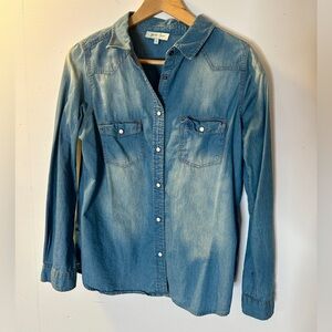 The Perfect Lightweight Denim Snap Shirt by Grace & Lace